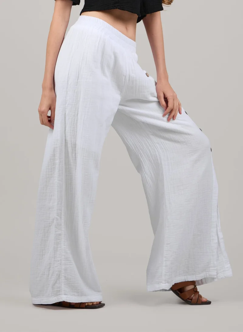 Just Nature white Side Slit Flared Trousers for Women | Best Price UAE